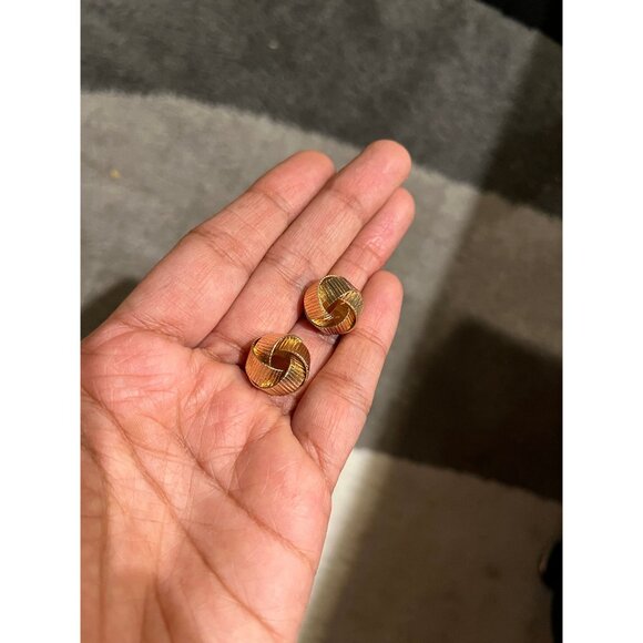 gold earring gold studs metal earring gold knot bow earrings abstract chunky big - Picture 5 of 7